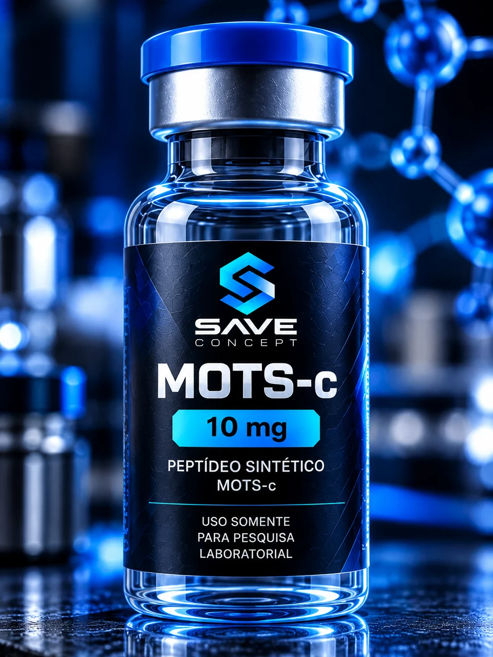 Frasco NeoPeptides MOTS-c 10mg, rótulo de uso somente para pesquisa laboratorial