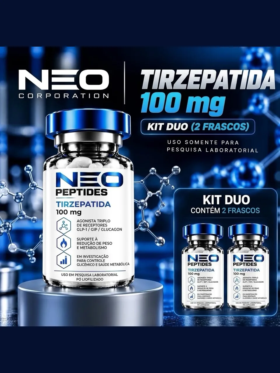Kit Duo NeoPeptides com dois frascos de Tirzepatida 100mg